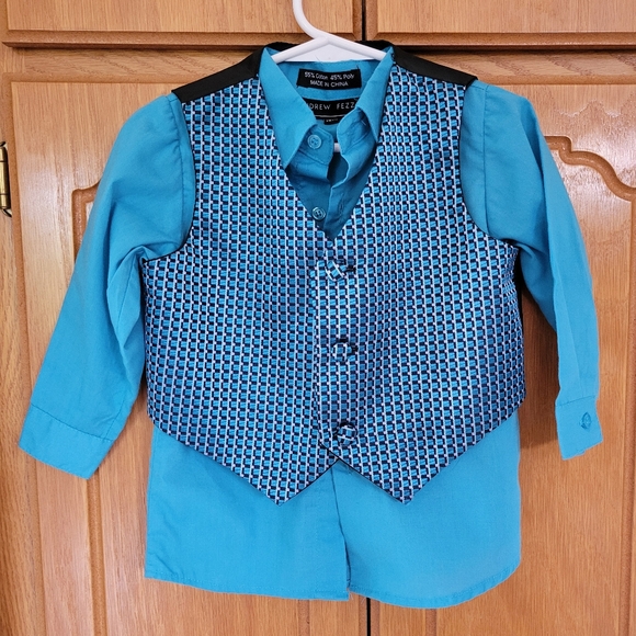 Andrew Fezza Other - Andrew Fezza 2 Peice Blue Shirt and Vest. Size: 18 Months